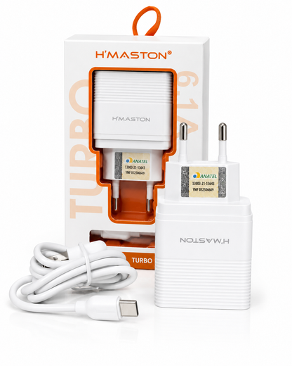 Carregador Turbo H’MASTON Y46-3 2 USB com Cabo de 1 m